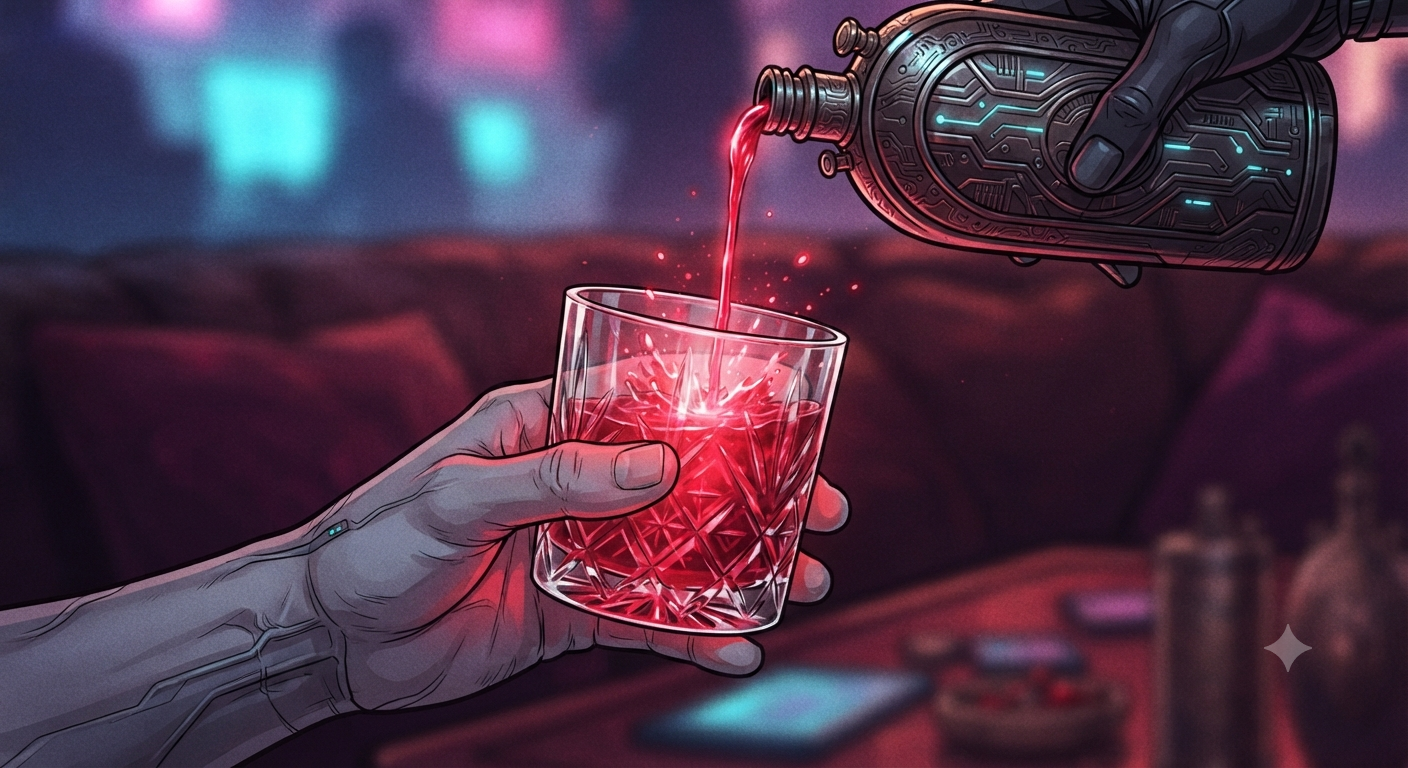 High-grade blood pouring into crystal