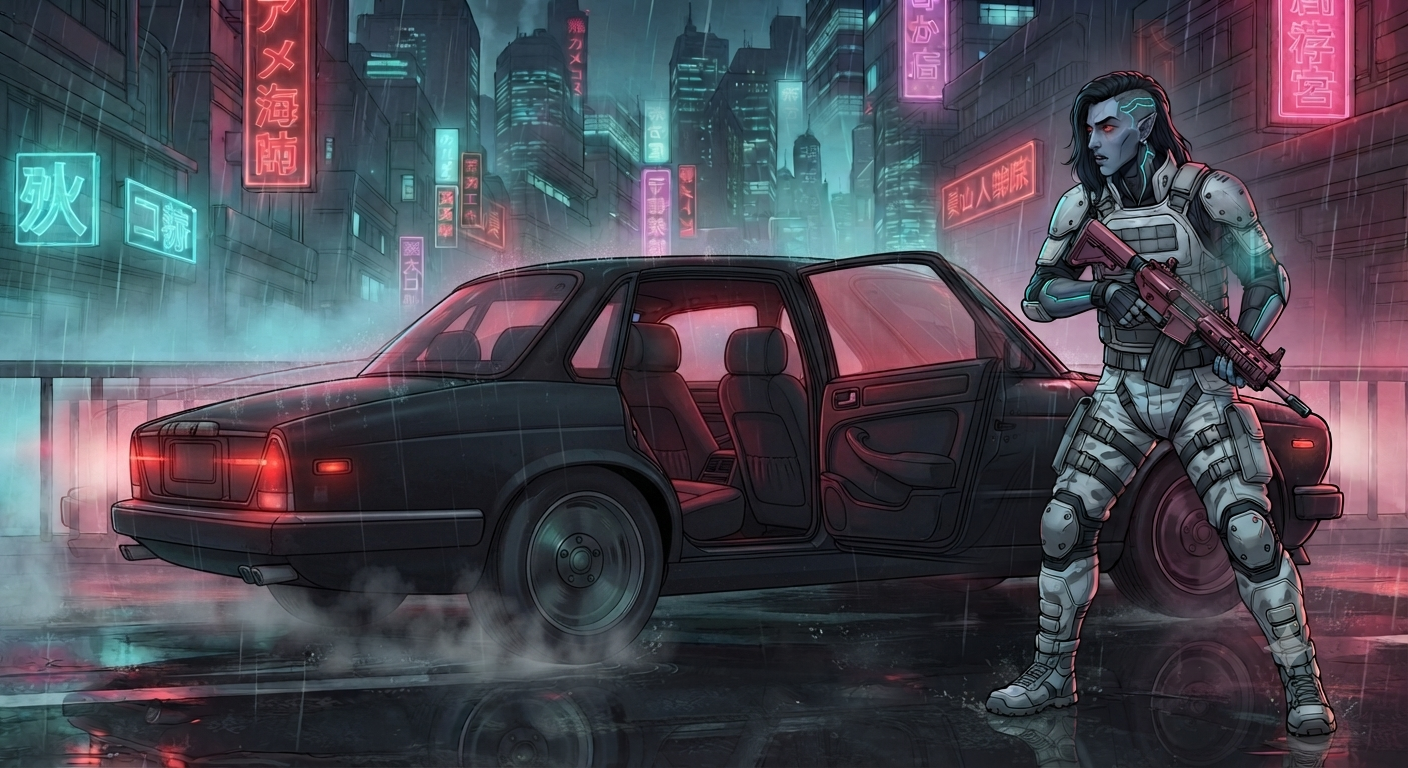 Nightshade's Jag-404 pulls up