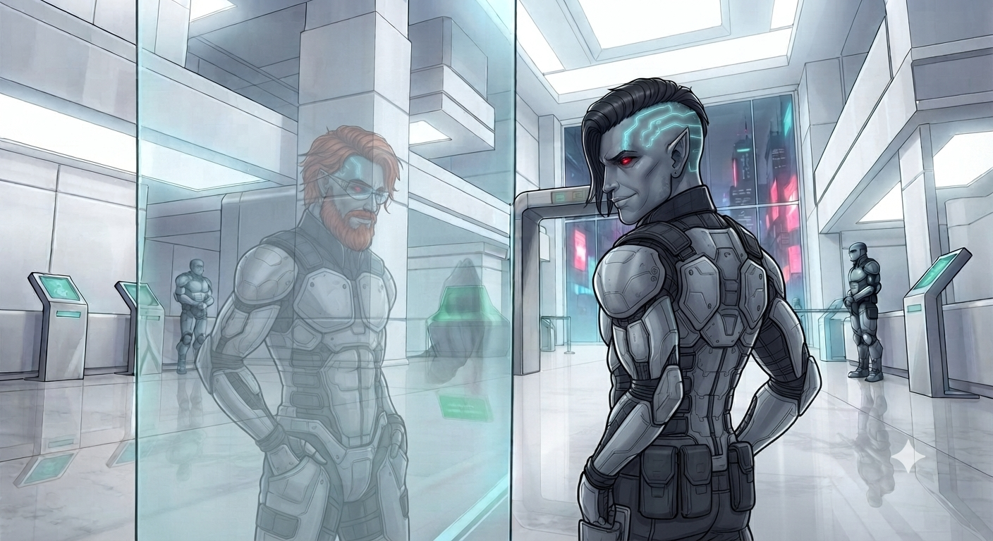 Vance sees his real face in the glass while the world sees Ezekiel