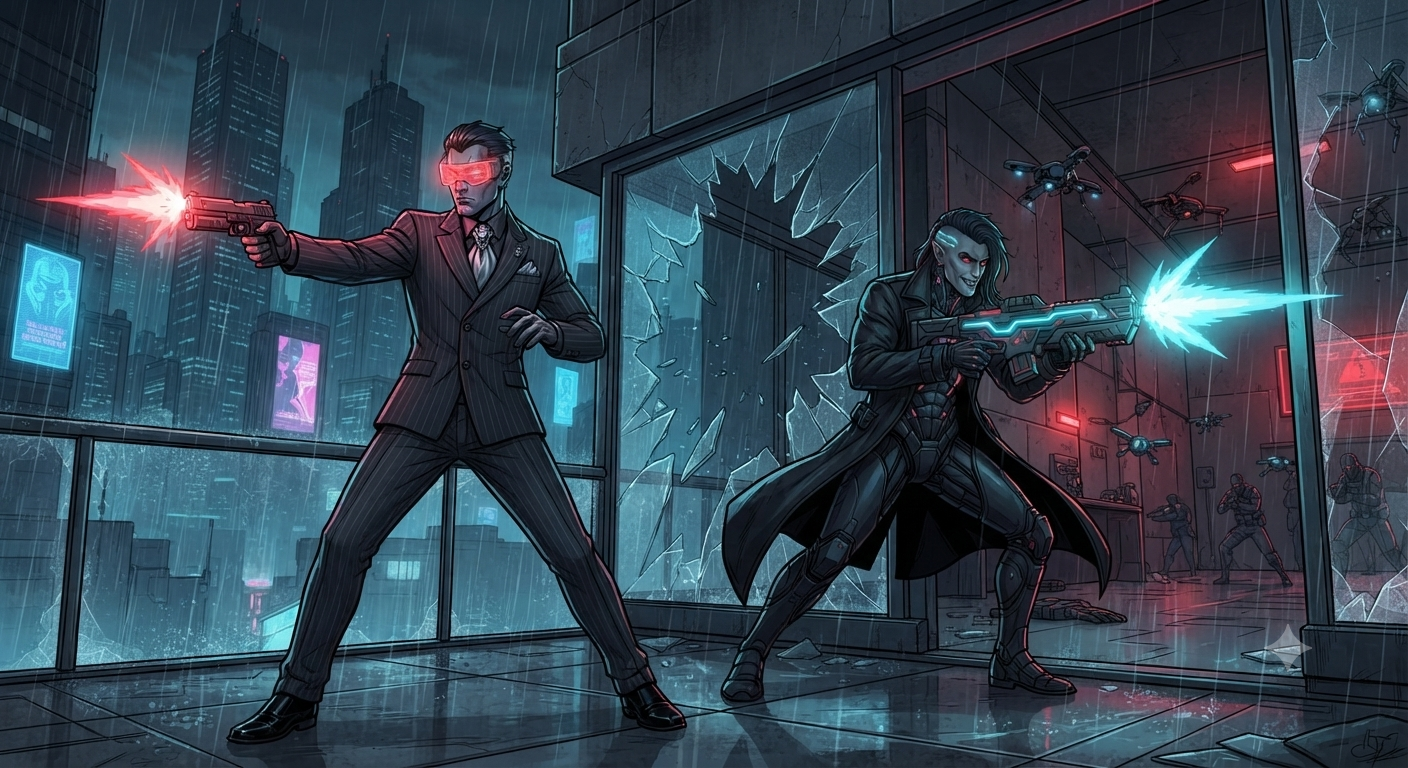 Vance and Nightshade assault a Triumvirate building