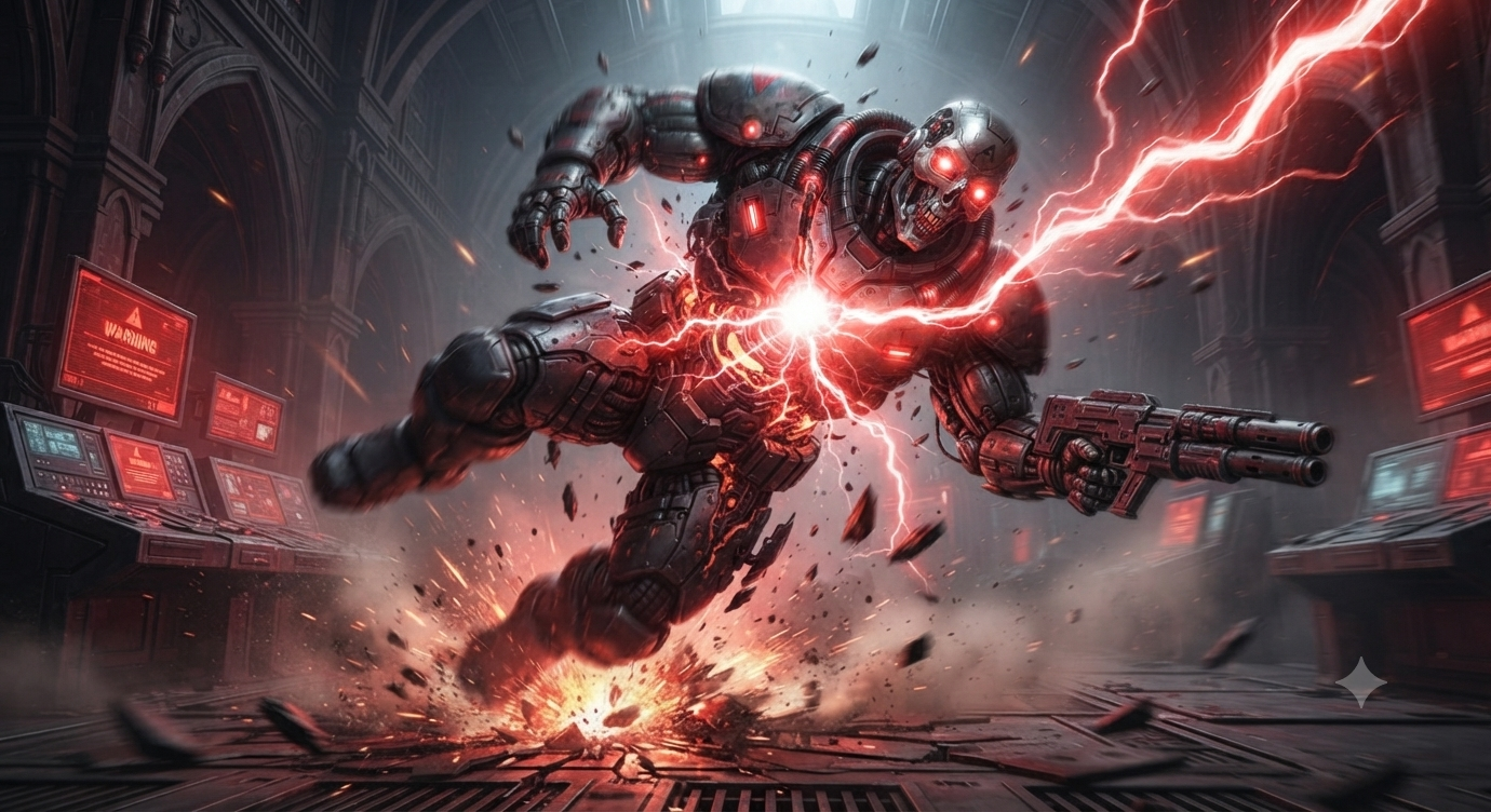 Enforcer armor buckles under reflected fire
