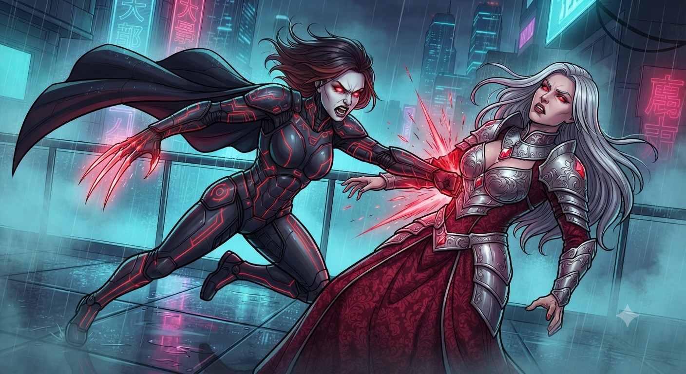 Morana lunges - fist into Bloodwood's side