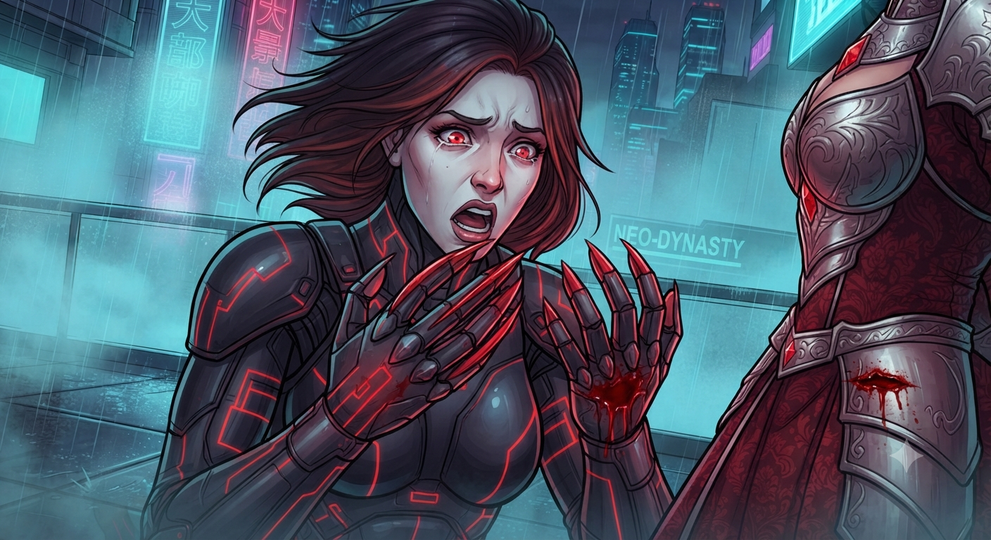 Morana stares - identical crimson on both