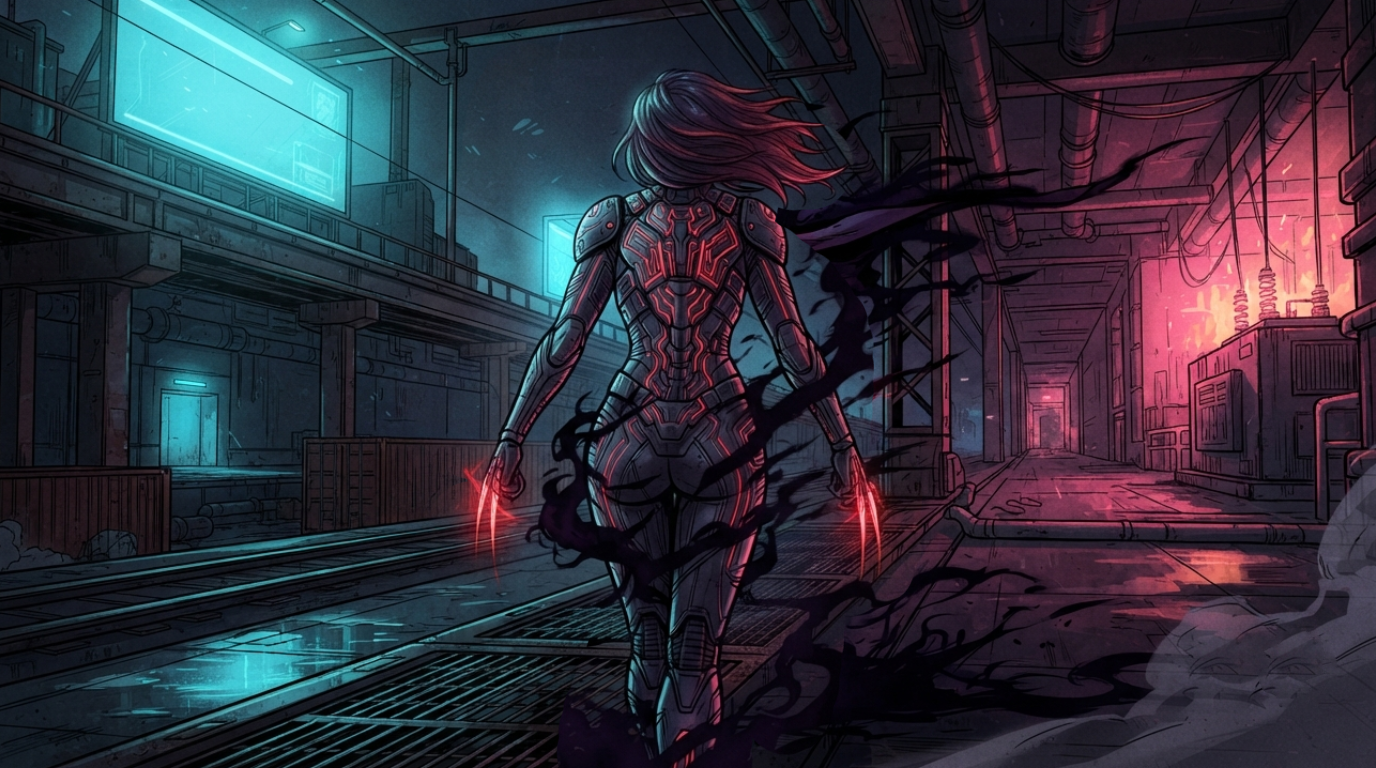 Morana dissolves into the depot shadows